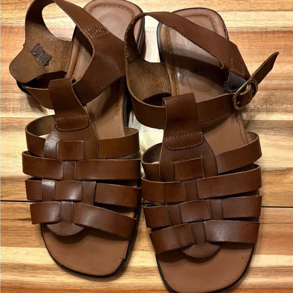 Faded Glory Vintage Womens Fisherman Sandals Leather Strappy Made In Brazil 9.5